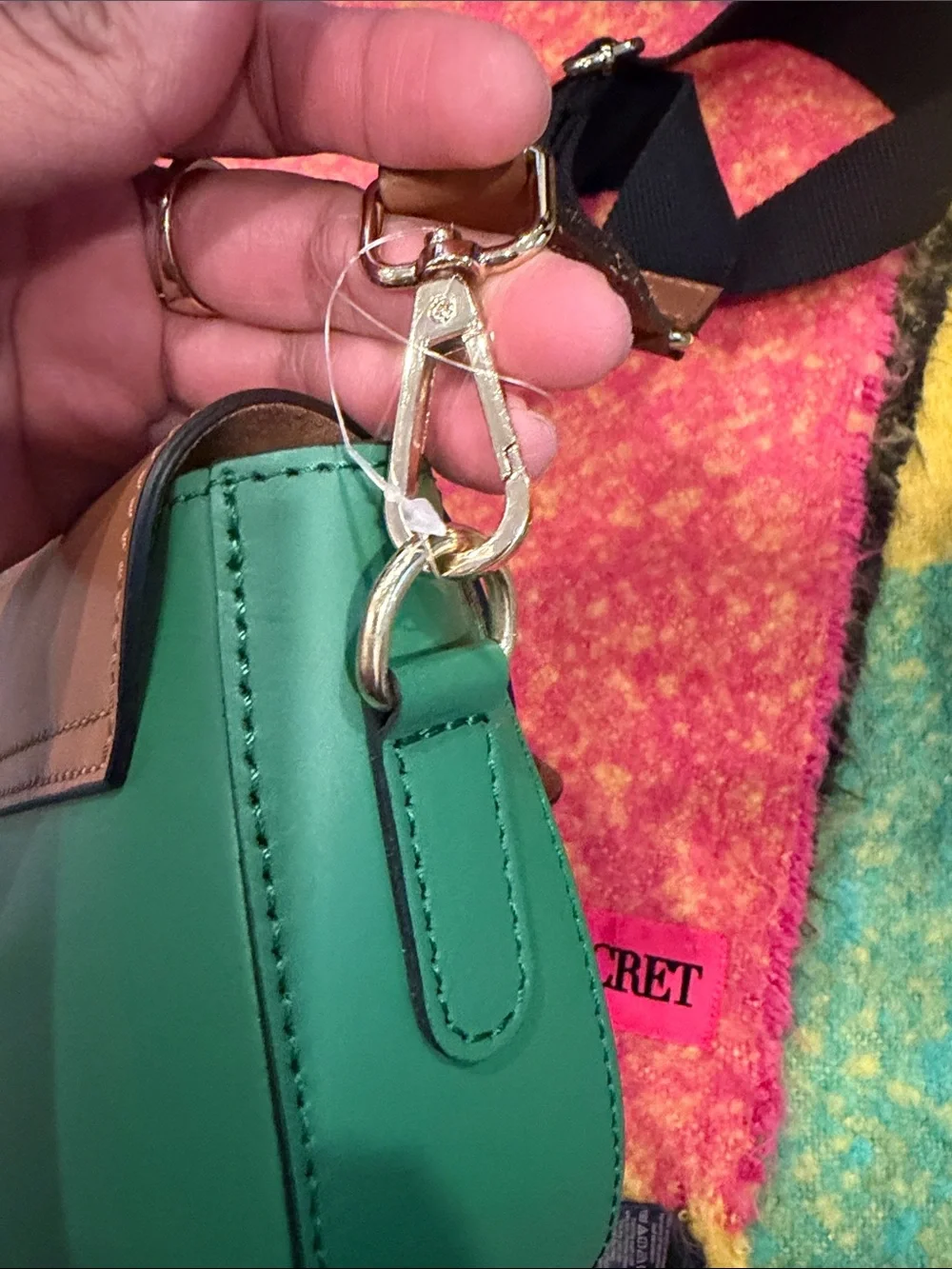 Italina Green & Brown original Leather Crossbody Bag with Matching Pouch